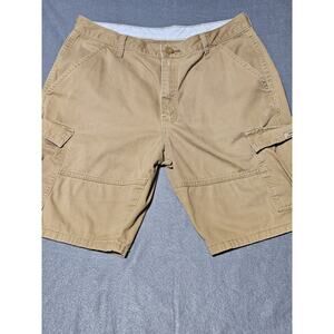 Wrangler Cargo Shorts Mens 34 Brown Khaki Outdoor Hiking Fishing Utility Pockets